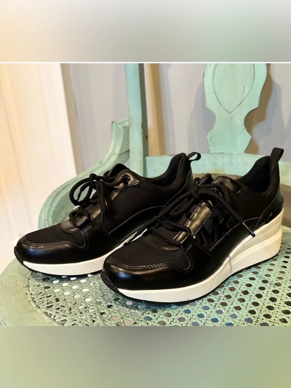 Michael Kors Black and White Platform Sneakers